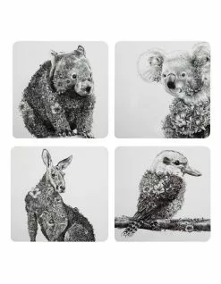 Maxwell & Williams Marini Ferlazzo Animals of Australia Set of 4 10.5cm Cork Back Coaster