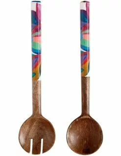 Maxwell & Williams Samba 31cm Mango Wood & Enamel Finish Salad Server