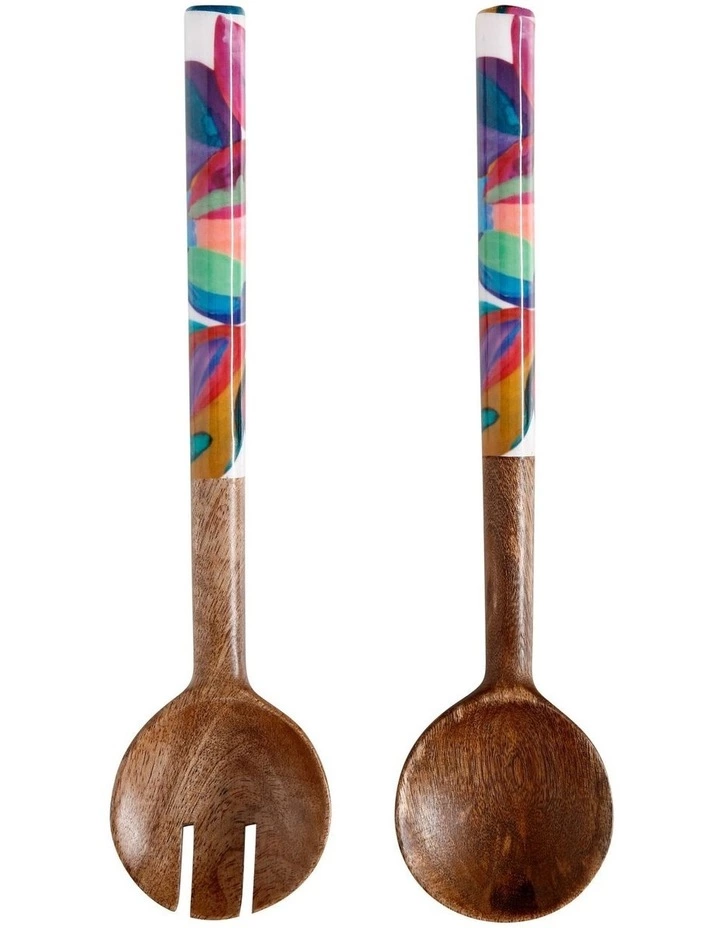 Maxwell & Williams Samba 31cm Mango Wood & Enamel Finish Salad Server 1 Maxwell & Williams Samba 31cm Mango Wood & Enamel Finish Salad Server