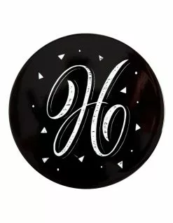 Maxwell & Williams The Letterettes Ceramic 10.5cm H Gift Boxed Round Coaster Black