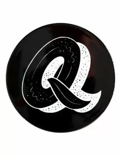 Maxwell & Williams The Letterettes Ceramic 10.5cm Q Gift Boxed Round Coaster Black