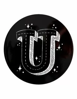 Maxwell & Williams The Letterettes Ceramic 10.5cm U Gift Boxed Round Coaster Black