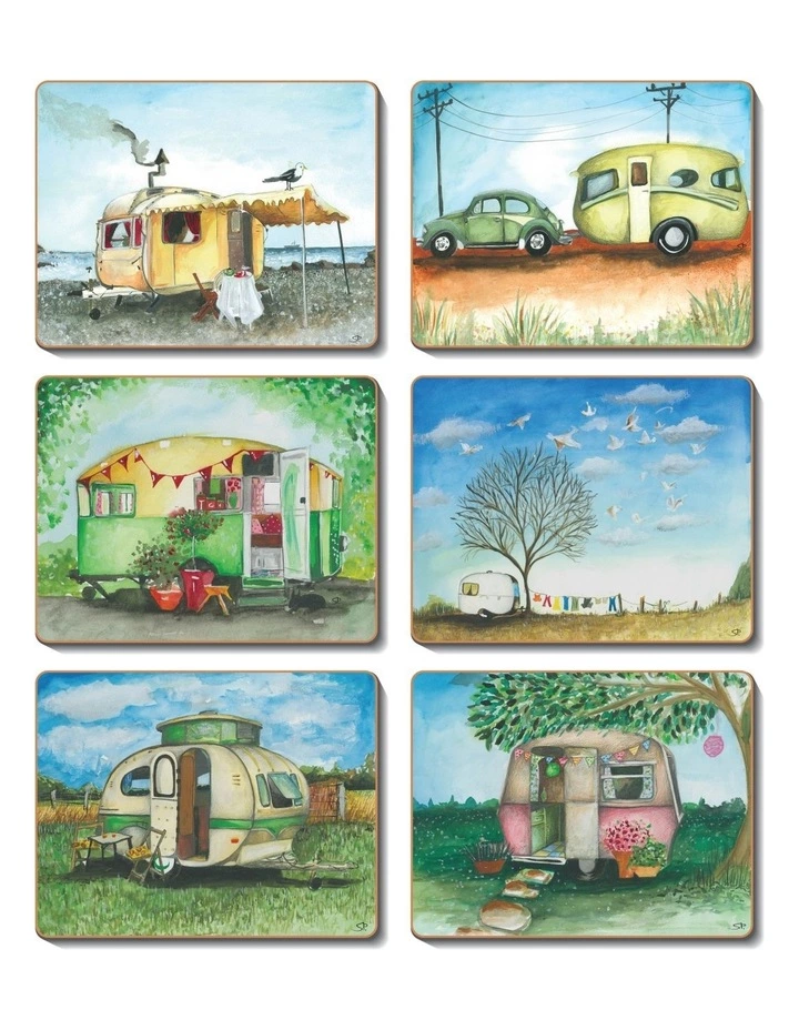 Cinnamon Vintage Caravan set of 6 Placemats 1 Cinnamon Vintage Caravan set of 6 Placemats