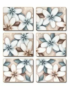 Cinnamon Ocean Frangipani Set of 6 Coasters