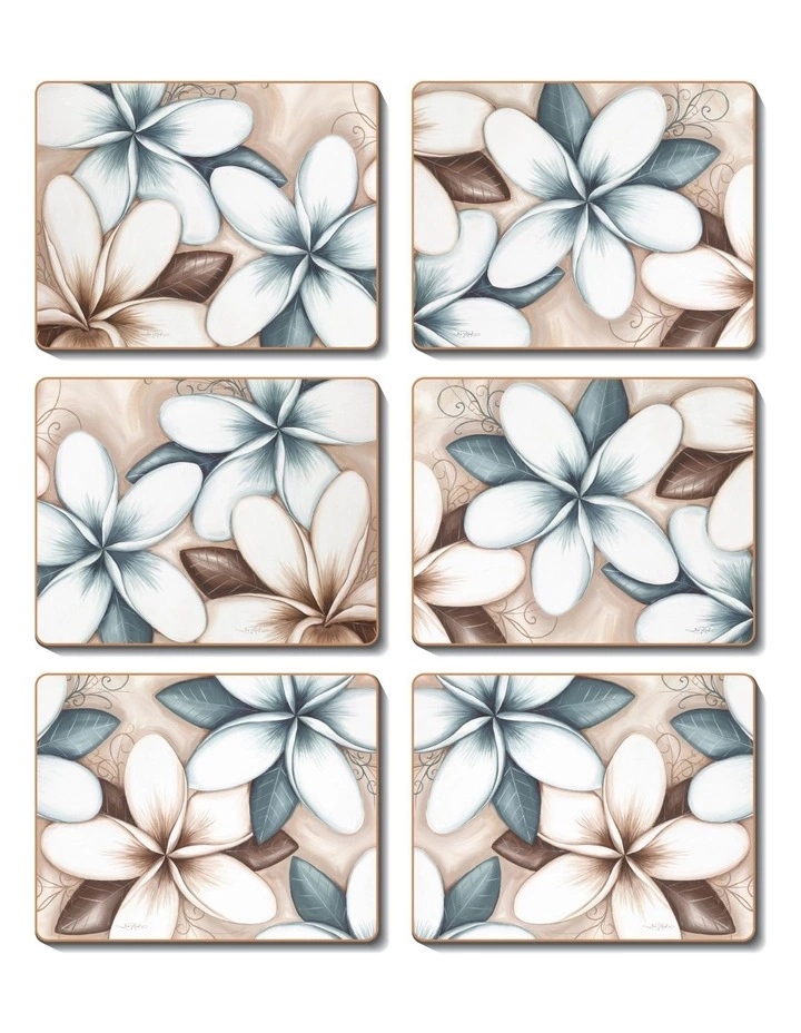 Cinnamon Ocean Frangipani Set of 6 Coasters 1 Cinnamon Ocean Frangipani Set of 6 Coasters