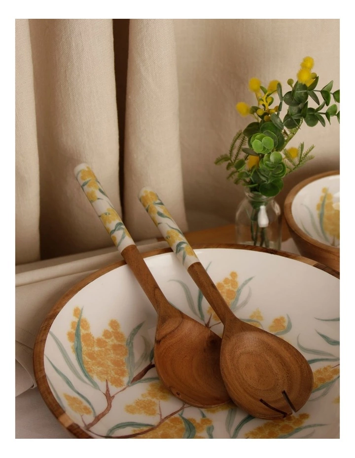 Australian House & Garden Summer Wattle Salad Server Set 2 2 Australian House & Garden Summer Wattle Salad Server Set 2 - Image 2