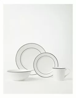Heritage Ribbed 16pc Dinner Set with Blue Rim