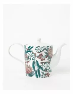 Heritage Australian Floral Teapot with Strainer White