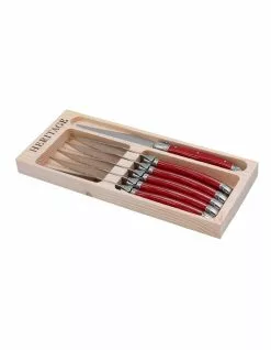 Heritage Laguiole Sophistique 6 Pce Steak Knife Set - Red