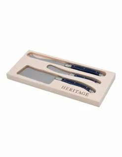 Heritage Laguiole Sophistique 3 Pce Cheese Knife Set - Blue