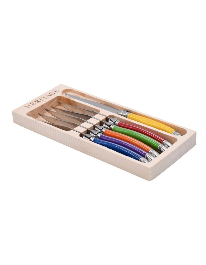 Heritage Laguiole Sophistique 6 Pce Steak Knife Set - Multi Color 1 Heritage Laguiole Sophistique 6 Pce Steak Knife Set - Multi Color