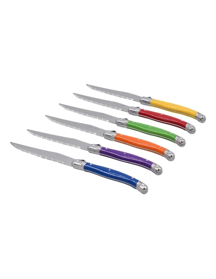 Heritage Laguiole Sophistique 6 Pce Steak Knife Set - Multi Color 2 Heritage Laguiole Sophistique 6 Pce Steak Knife Set - Multi Color - Image 2