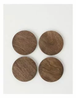 Heritage Walnut Look Coaster Set of 4 - 10cm