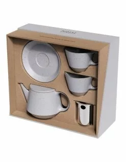 Robert Gordon Ritual Collection Tea Set - Matt Grey Blue with raw speckled clay -Dining Sales 829393210 3 720x928