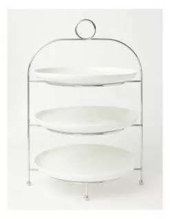 Heritage Tea Party Serving Stand Set Of 3 Round Plates