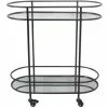 Vue Terrace Oval Bar Cart Mirror Tiers In Black