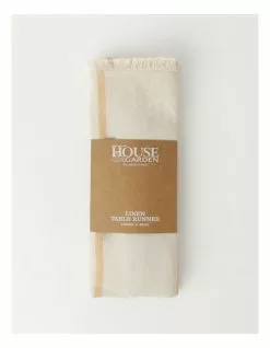 Australian House & Garden Yarn Dyed Linen Table Runner - Sand -Dining Sales 835216930 3 720x928