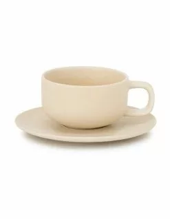 Salt&Pepper Hue Tea Cup & Saucer - 200ml - Butter