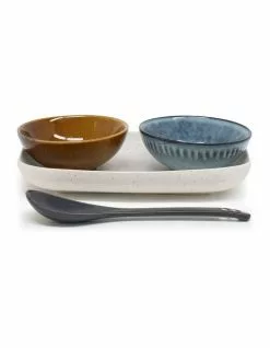 Salt&Pepper Osaka 4 Piece Set 20cm Dish2x10cm Bowl And Spoon - Stone