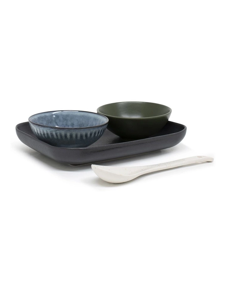 Salt&Pepper Osaka 4 Piece Set 20cm Dish 2x10cm Bowl And Spoon - Black 2 Salt&Pepper Osaka 4 Piece Set 20cm Dish 2x10cm Bowl And Spoon - Black - Image 2