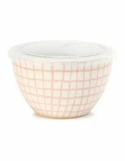 Salt&Pepper Lunch2Go 15cm Bowl With Lid Pink Grid