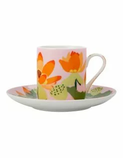 Maxwell & Williams Royal Botanic Gardens Lotus Demi Cup & Saucer 100ML Pink Gift Boxed