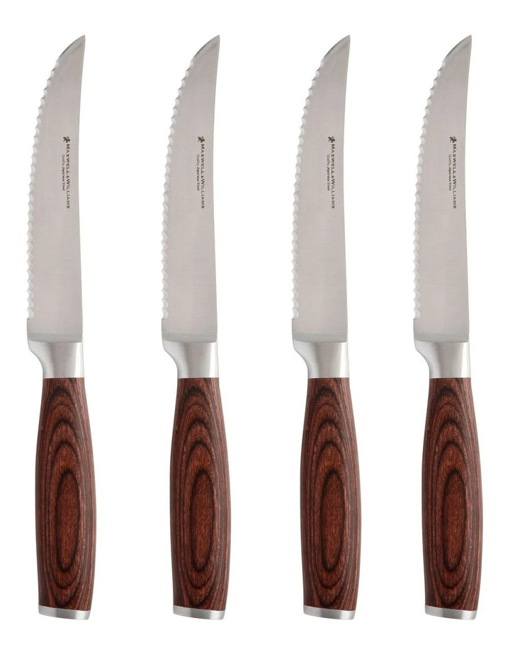 Maxwell & Williams Stanton Steak Knife Set 4pc Wood Boxed 1 Maxwell & Williams Stanton Steak Knife Set 4pc Wood Boxed