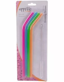 Appetito Silicone Bent Drinking Straws Set Of 4 With Brush 5 Appetito Silicone Bent Drinking Straws Set Of 4 With Brush -Dining Sales 851824360 3 720x928