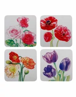 Maxwell & Williams KC Floriade Cork Back Coaster 10.5cm Set Of 4 Assorted Boxed