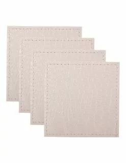Maxwell & Williams Table Accents Leather Look Alligator Coaster Set of 4 In White