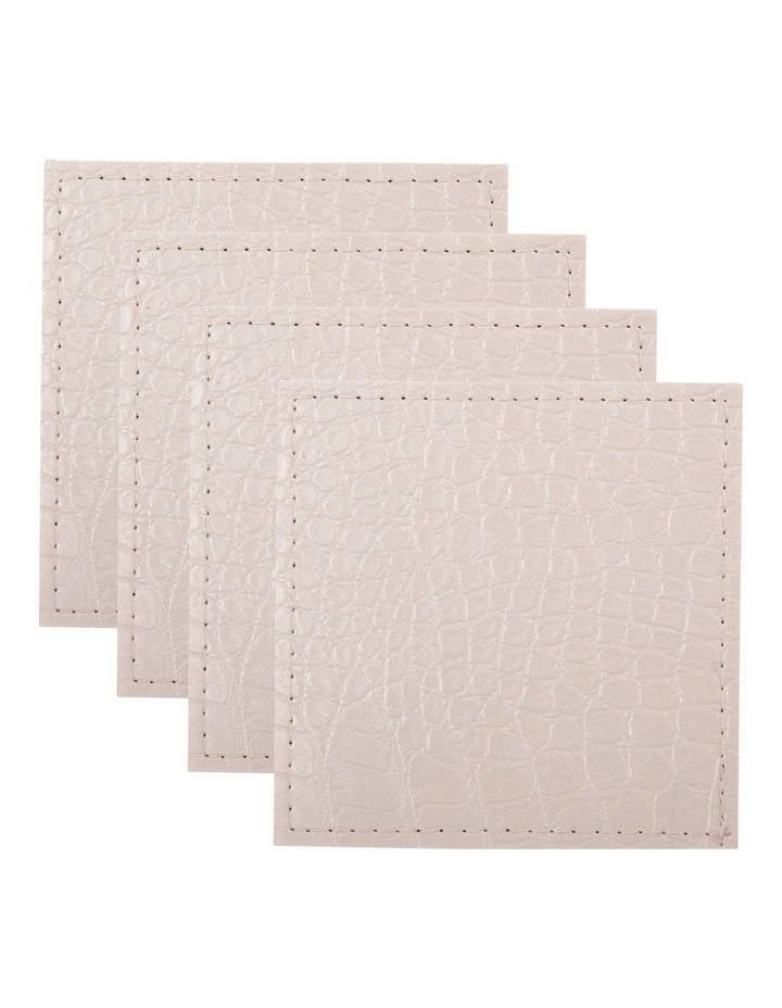 Maxwell & Williams Table Accents Leather Look Alligator Coaster Set of 4 In White 1 Maxwell & Williams Table Accents Leather Look Alligator Coaster Set of 4 In White