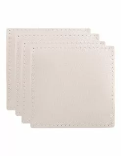 Maxwell & Williams Table Accents Leather Look Cowhide Coaster Set Of 4 In Ivory