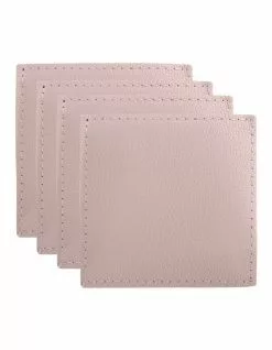 Maxwell & Williams Table Accents Leather Look Cowhide Coaster Set Of 4 In Salt