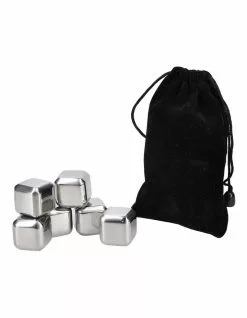 BarCraft Wine Cube Set of 6 Stainless Steel Gift Boxed