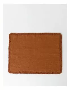 Australian House & Garden Fringed Linen Placemat Set of 4 Earth