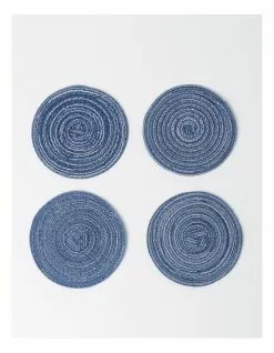 Vue Denim Look Marle Coaster 4pk in Blue