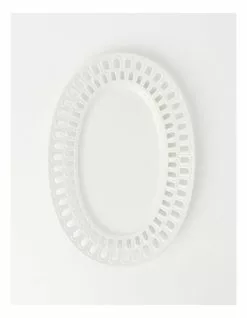 Heritage Lace Carved 30.5cm Oval Platter in White