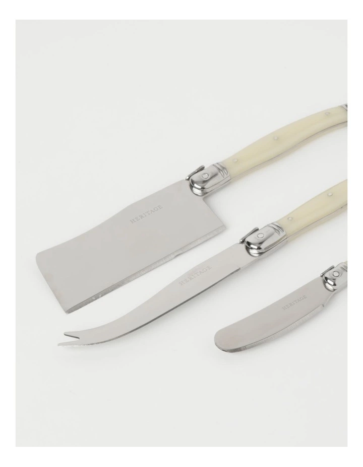 Heritage Laguiole Sophistique Pearl 3pc Cheese Knife Set 2 Heritage Laguiole Sophistique Pearl 3pc Cheese Knife Set - Image 2