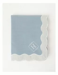 Heritage Florence Scalloped Edge Tablecloth in Duck Egg Blue