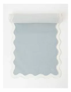 Heritage Florence Scalloped Edge Table Runner in Duck Egg Blue
