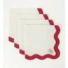 Heritage Florence Scalloped Edge Napkins Set of 4 in Red and White