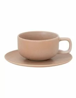 Salt&Pepper Hue Teacup & Saucer 200ml/15.5cm Set Of 6 Toffee