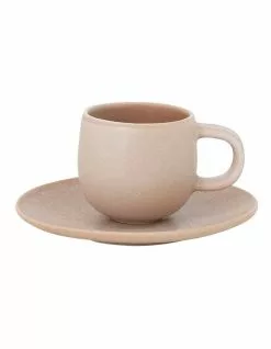 Salt&Pepper Hue Espresso Cup & Saucer 85ml/12cm Set Of 6 Toffee