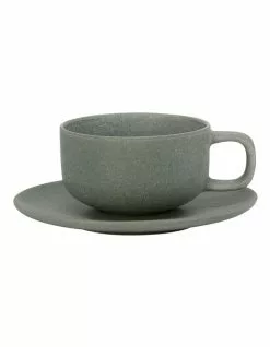 Salt&Pepper Hue Teacup & Saucer 200ml/15.5cm Set Of 6 Leaf