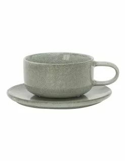 Salt&Pepper Relic Tea Cup & Saucer Moss 260ml/15cm Set Of 6