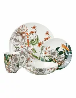 Maxwell & Williams The Blck Pen Night Garden Coupe Dinner Set 16pc Flower Gift Boxed