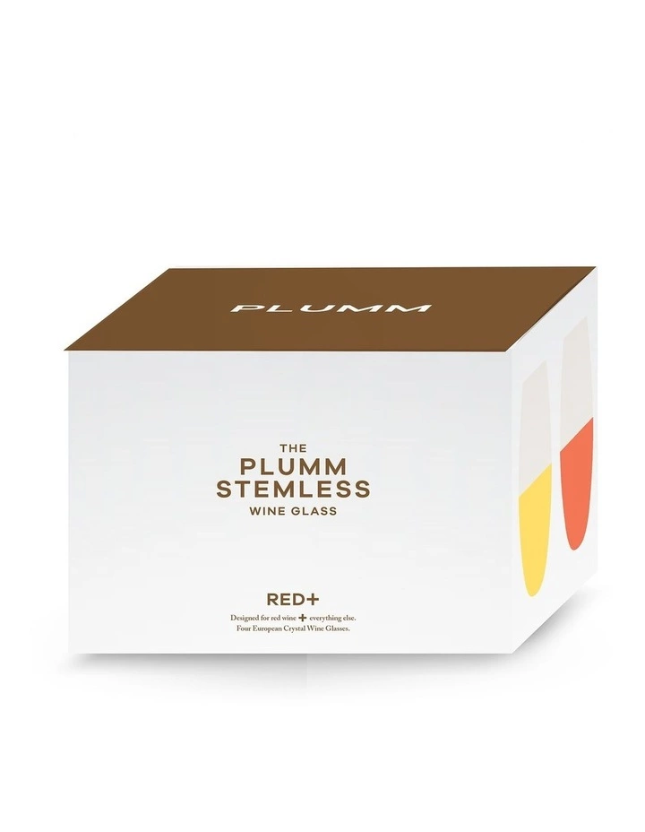 Plumm Set of 4 Red Wine Stemless Glass Clear 3 Plumm Set of 4 Red Wine Stemless Glass Clear - Image 3